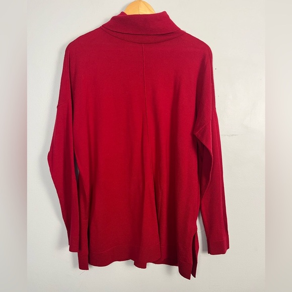 Eileen Fisher Womens Sweater Xs Red Merino Wool Turtleneck - Picture 1 of 4